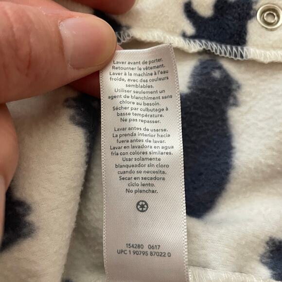 Carters 12 Months One Piece Hooded Fleece Outfit Jumpsuit White Navy Bears - Picture 7 of 10